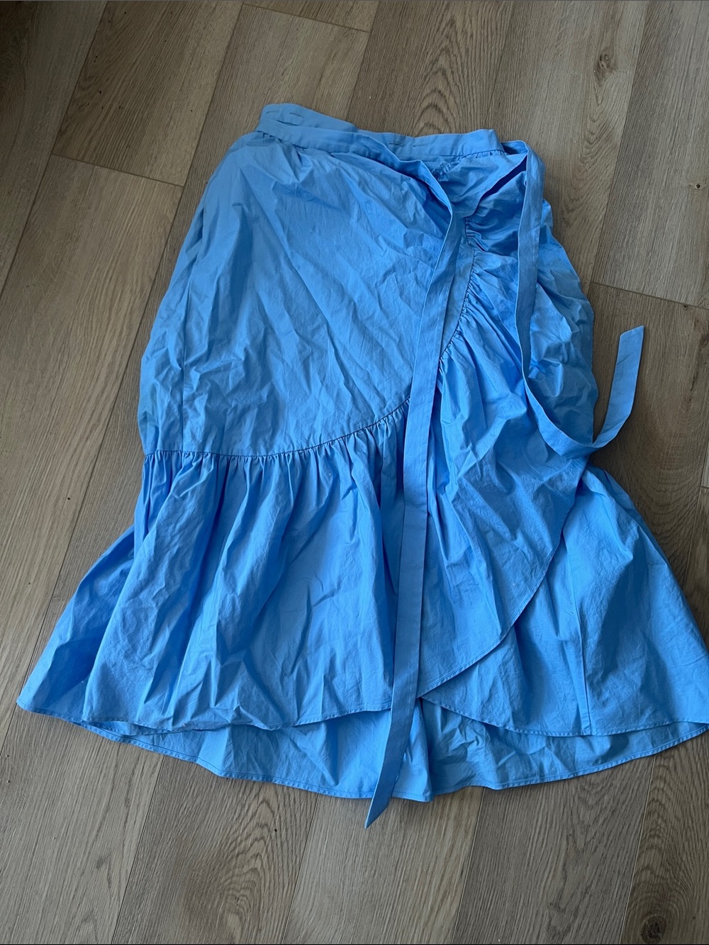 J. Crew Light Blue Wrap Ruffle Skirt